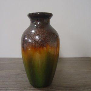 VINTAGE JAPANESE POTTERY VASE METALLIC DRIP GLAZE